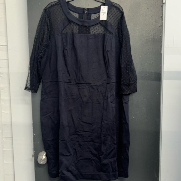 Lane Bryant Black Mesh 3/4 Sleeve Sheath Dress Size 26P NWT - Picture 2 of 5